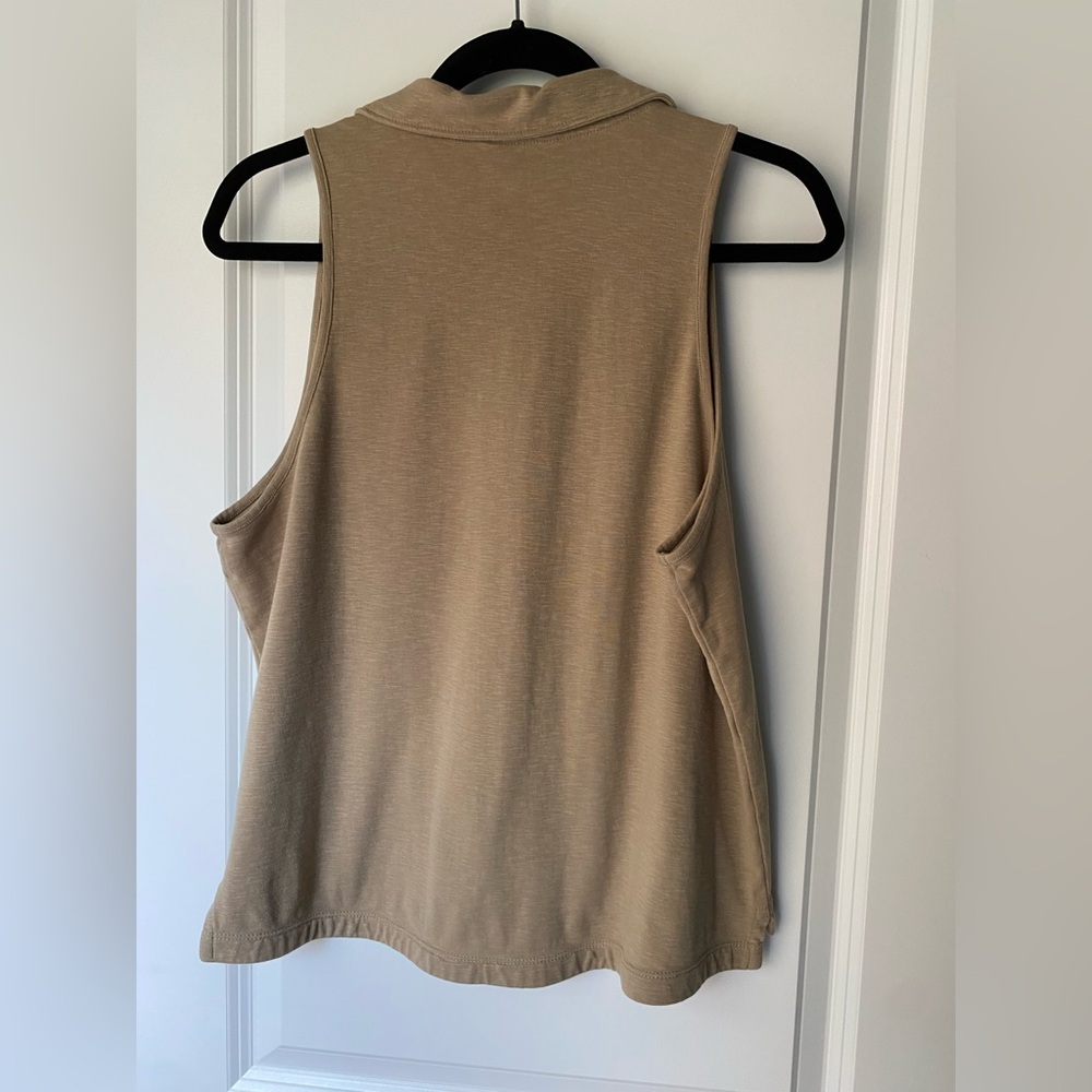 Banana Republic Tan Sleeveless Collared Tank Top Women’s Large - Picture 6 of 7
